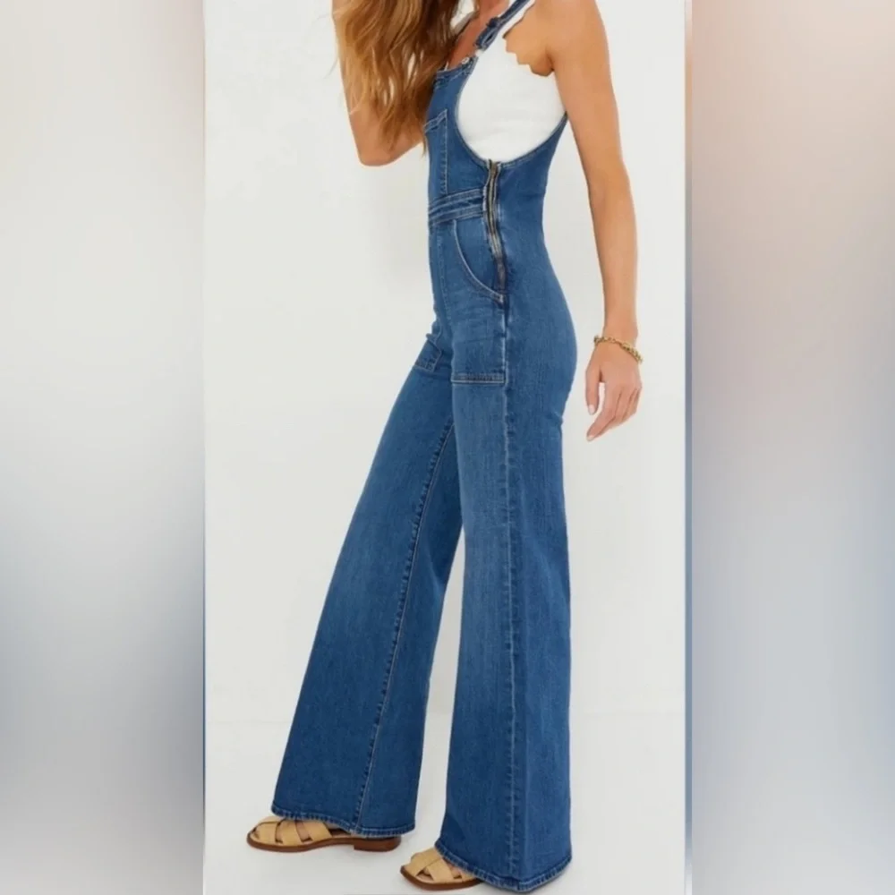 RACHEL Rachel Roy Blue Denim Wide-Leg Jumpsuit - Picture 2 of 15